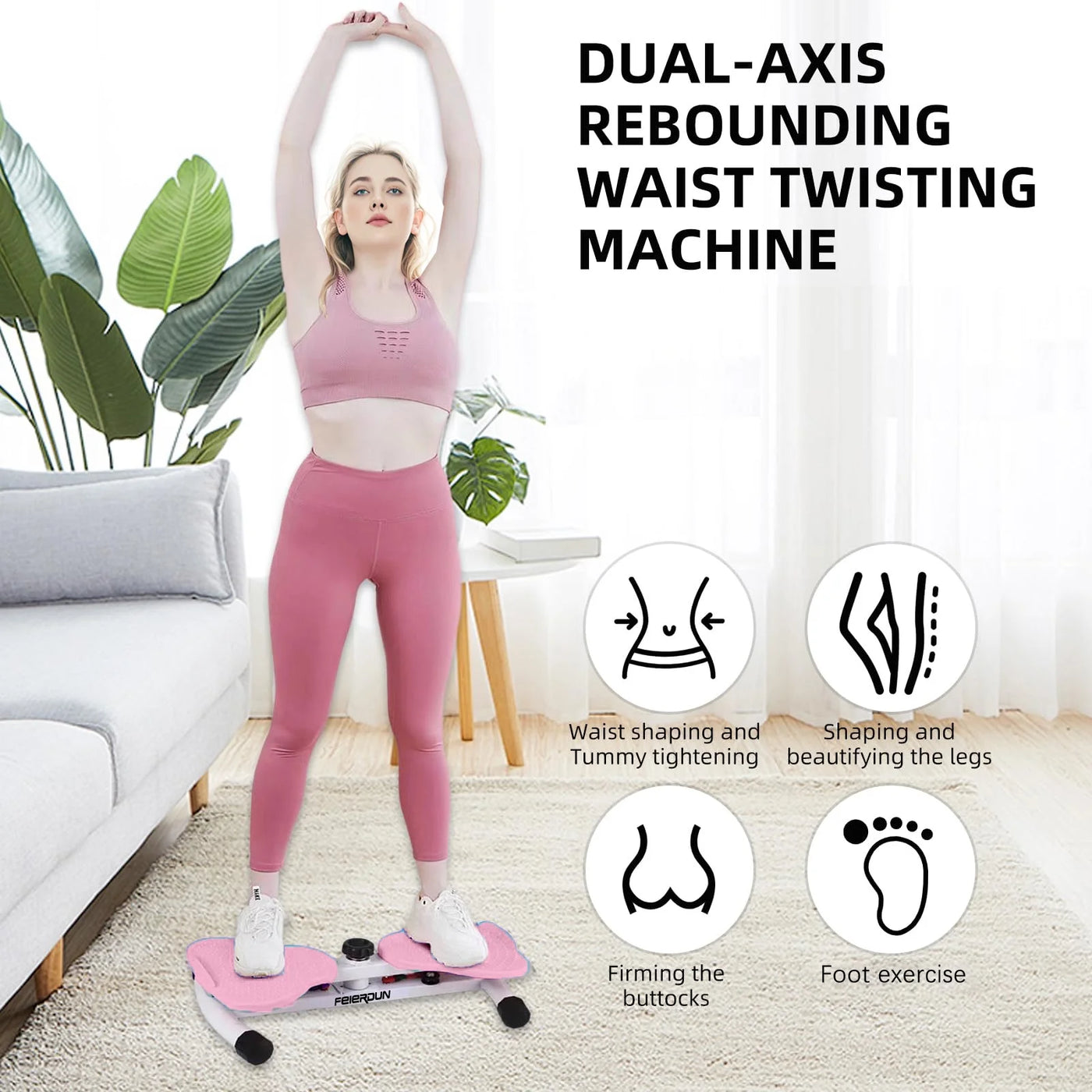 Exercise Twist Boards for Home Workout,Waist Twister Machine Exercise,Balance Board for Foot Massage and Weight Loss (Pink)