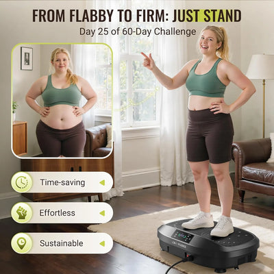 Vibration Plate, Whole Body Workout Vibration Fitness Platform for Lymphatic Drainage, with Inflatable Cushion, 2 Resistance Bands