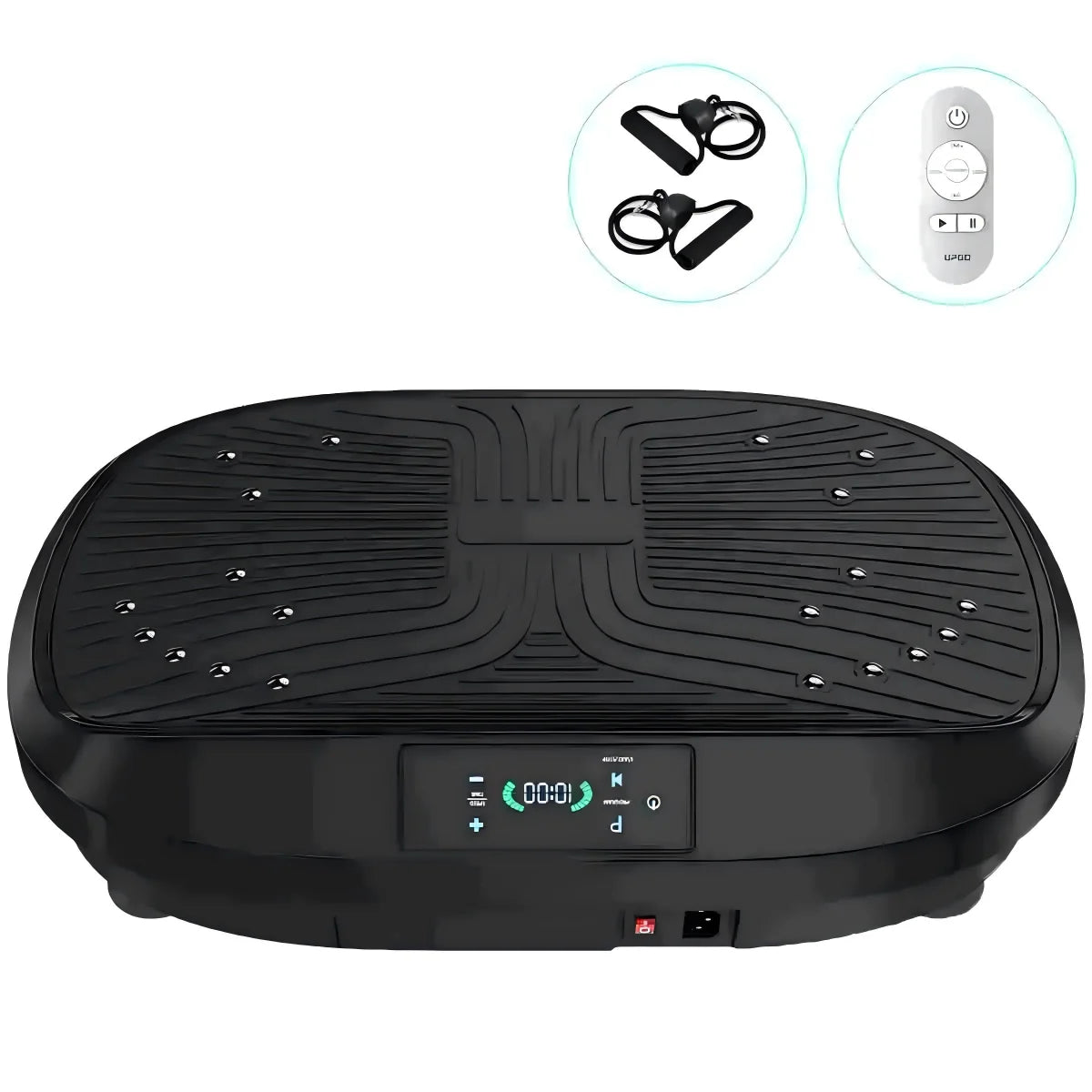 Vibration Plate, Whole Body Workout Vibration Fitness Platform for Lymphatic Drainage, with Inflatable Cushion, 2 Resistance Bands