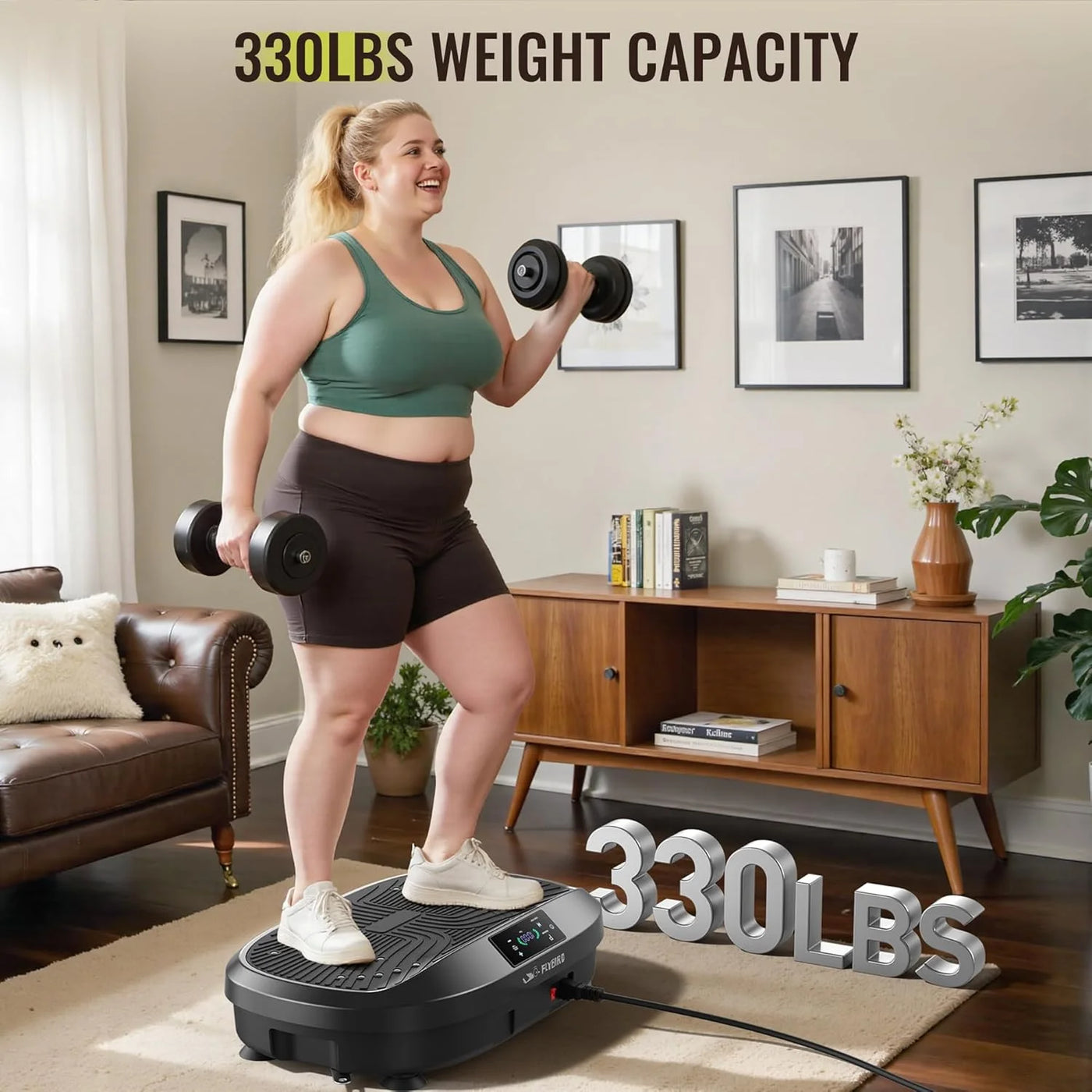 Vibration Plate, Whole Body Workout Vibration Fitness Platform for Lymphatic Drainage, with Inflatable Cushion, 2 Resistance Bands