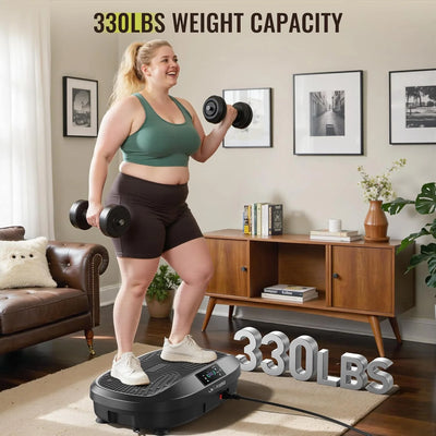 Vibration Plate, Whole Body Workout Vibration Fitness Platform for Lymphatic Drainage, with Inflatable Cushion, 2 Resistance Bands