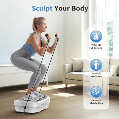 Vibration Platform Machine, Full Body Workout Vibration Fitness Platform, with Loop Bands & Remote